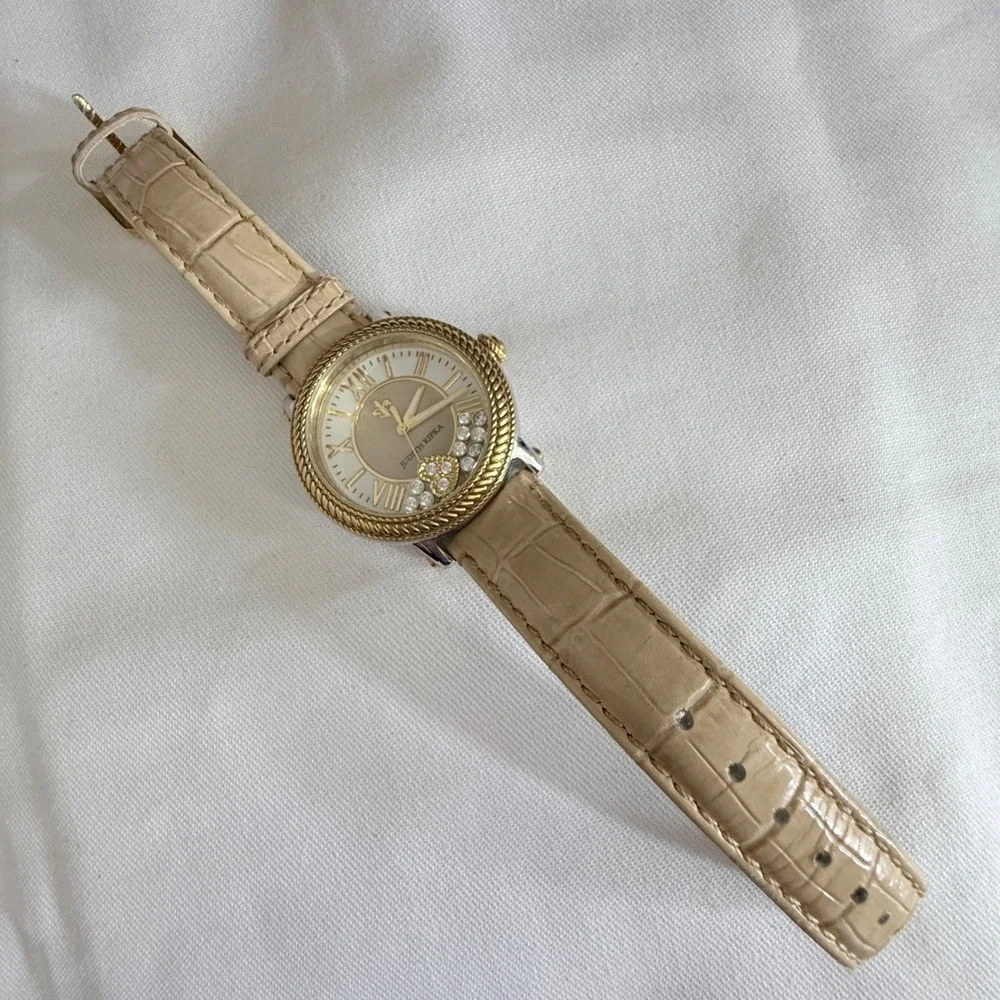 Judith Ripka Wrist Watch Women OS Cream Excellent Floating Crystal Heart Croco